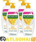 Palmolive Naturals Milk & Honey Shower Gel Pump 750 ml Pack of 4 Dermatologic...
