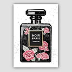 Artze Wall Art Perfume Noir Pink Roses 1 Art Print Poster, 40 cm Width x 50 cm Height, Black Marble