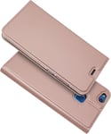 Cas Compatible Avec Huawei P10 Lite; Étui De Protection Ultra Mince En Cuir Pu Avec Fermeture Magnétique/Béquille/Fente Pour Porte-Carte Huawei P10 Lite,D'or Rose