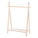 idooka Childrens Clothes Rails for Bedroom- Nursery Baby Clothing & Wardrobe Storage- 2 Tier Shoe Rack & Clothes Rack-Childrens Dressing Up Rail for Kids- Wooden Pine & Linen Cute Room Decor Aesthetic