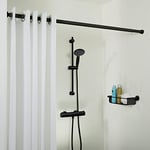Sealskin Tringle de rideau de douche télescopique 125-220 cm en aluminium pour douche et baignoire, couleur noire, diamètre 28 mm, sans perçage