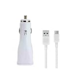 New Adaptive Fast Car Charger with Type C Cable for Samsung S8 & S8 Plus-White
