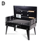 Multifunction Portable Barbecue Grill for 4-6 Persons, Folding Charcoal Barbecue Desk Tabletop Outdoor Cold Rolled Steel Plate Smoker BBQ for Picnic Travel with Handle 44 * 22 * 26Cm