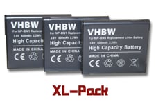 vhbw set 3 batteries 600mAh appareil photo Sony Cybershot DSC-J10,DSC-W310, DSC-W320, DSC-W330, DSC-W350, DSC-W380, DSC-W510, DSC-W520 remplace NP-BN1