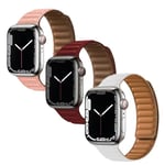 FRIENDLY LICENSE - Lot de 3 bracelets compatibles avec Apple Watch 38-40-41 mm - Couleurs vin, blanc et rose - En cuir synthétique et fermeture magnétique - Remplacement pour montre intelligente