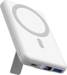 Mag-safe Power Bank 10000mAh, AOGUERBE Wireless Portable Charger, White 