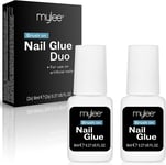 Mylee Brush on Nail Glue Duo 2x 8ml - Extra Strong Clear Nail Glue with Brush &