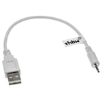 vhbw Câble de chargement USB compatible avec JBL Synchros E30, E40BT, E45BT, E50BT, S400, S400BT écouteurs, blanc, 20.5cm - USB 2.0 de type A - 2,5mm