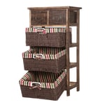 CellDeal 2 drawers 3 baskets Nature Wooden Frame Wicker Basket Drawer Storage Unit Brown Wooden Wicker Maize Basket Storage Large Chest