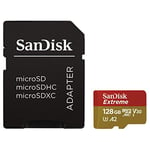 SanDisk Extreme 128GB microSDXC Memory Card for Action Cameras & Drones with A2 App Performance up to 160MB/s, Class 10, U3, V30