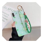 for iphone SE 2020 11 pro max flower relief soft shell 6 7 8 plus x xs max xr bracket wrist strap lanyard soft case-Green lemon-iPhone7. 8 Plus