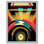 Retro Record Player DJ Decks Turntable Abstract Print Artwork Framed Wall Art Print A4