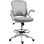 HOMCOM Fauteuil de bureau chaise assise haute réglable dim. 64L x 60l 106-126H cm pivotant 360° maille respirante gris - Gris