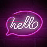 Neon LED Hello Batteri + USB FOREVER Light Rosa/vit multifärg