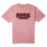 Stranger Things Dark Flames Logo Unisex T-Shirt - Pink Acid Wash - M - Pink Acid Wash