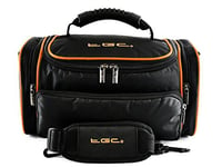 TGC ® Large Camera Case for Canon LEGRIA HF G25, G30 Plus Accessories (Black with Hot Orange Trims/Lining)