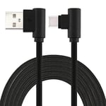 LoongGate Super Long USB C Cables Designed for Sofa,Bed,Outdoor Use, Nylon Braided 90 Degree USB Type C to Type A for Galaxy Note 8,S8,MacBook,Google Pixel,Nexus 6P 5X (3M/10ft, Black)