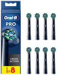 Oral-B Pro Cross Action Electric Toothbrush Heads (Pack of 8) | Black
