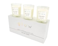 GLOW Scented Candle Set -100% Natural Soy Wax. Perfect for yourself or as a gift for someone special. Indulgent jasmine and freesia scent, to relax