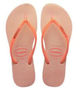 Havaianas Slim Glitter Iridescent Flip Flops - Orange, Orange, Size 6-7, Women