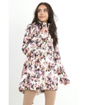 Brave Soul Womens Floral Lightweight Showerproof Hooded Mac - Cream - Size 10 UK