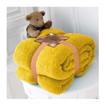 Teddy Bear Throws Blanket for King Size Bed Chair Sofa Super Soft Warm Cozy Fluffy Large Fleece, 200 x 240 cm, Ochre