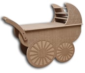 Large Wooden MDF Princess Pram Carriage for Baby Showers, Christenings, Events