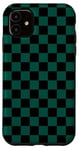 Coque pour iPhone 11 Motif à carreaux noir et vert