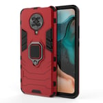 TANYO Case for Xiaomi Poco F2 Pro/Pocophone F2 Pro 5G, TPU/PC Shockproof Phone Cover with 360° Kickstand, Armor Bumper Protective Shell Red
