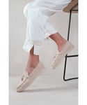Where's That From Womens 'Pegasus' Slip On Trim Loafers With Accessory Detailing - Beige - Size UK 8