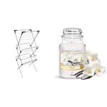 Vileda Sprint 3-Tier Clothes Airer, Indoor Clothes Drying Rack with 20 m Washing Line, Silver & Yankee Candle Scented Candle | Vanilla Large Jar Candle | Burn Time: Up to 150 Hours