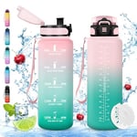 Vikaster Gourdes, Gourde 1.5Litre, sans BPA, Étanche & Réutilisable, Bouteille d'eau avec Marqueur de Temps et Filtre, Convient Pour la, Gym, Yoga, Camping, Sport, Gourde Randonnée Unisex-Youth