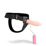 Strap-on dildo with vibrating hollow penis extension