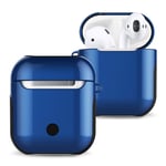 Protective Case Varnished PC Bluetooth Earphones Case Anti-lost Storage Bag for Apple AirPods 1/2 (Color : Blue)
