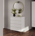 Chest of 4 Drawers White Modern Sideboard Bedroom Cabinet Metal Industrial Legs
