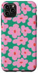 Coque pour iPhone 11 Pro Max Motif floral rétro rose sur vert groovy