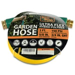 SuperHandy Garden Lead-in Water Hose 13mm(1/2") x 0.9m(3' ft) Ultra Flex Hybrid Polymer Inlet Hose Max Pressure 150 PSI/10 BAR with 3/4" Plastic Connector