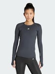adidas Techfit Long Sleeve Training Top - Black, Purple, Size M, Women