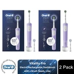 Oral-B Vitality Pro Electric Rechargeable Toothbrush w/ 2 Brush Heads Lilac, 2pk