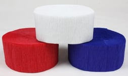 Triple Pack of Red White & Blue Crepe Paper Party Streamers - USA 4th July Independence Day Olympics Party