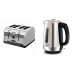 Morphy Richards 240130 Venture 4 Slice Toaster Brushed Stainless Steel & 102786 Brushed Equip Stainless Steel Jug Kettle, 3000 W, 1.7 Litre, Brushed