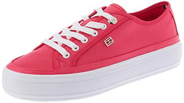 Tommy Hilfiger Women Trainers Essential Canvas Shoes Vulcanised, Pink (Bright Cerise Pink), 6.5 UK