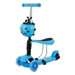 Children Scooter Three-Wheel Flashing Raised Lowered Height Adjustable Handlebar Kick Scooter for Kids Toddler Aged 1-12 Years 2 in 1 Pedal Skate Girls Boys,Blue