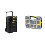 STANLEY - SERVANTE 3 EN 1 QUICKLINK - Boîte à outils avec porte-outils intégré + Coffre de chantier & STST1-70720 - Organiseur SortMaster, noir, transparent