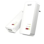 AVM Fritz!Powerline 1240 AX WLAN Set Edition International, Kit d'extension pour réseau électrique jusqu'à 1200 Mbit/s, Wi-FI intégré jusqu'à 600 Mbit/s, Mesh, Access Point, Interface en Italien
