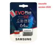 Carte Mémoire MicroSD SAMSUNG EVO Plus 64Go Micro SDXC 64GB U1 100Mb/s MB-MC64H Version 2020