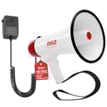 Pyle Haut-Parleur Mégaphone -Mégaphone Porte-Voix avec Sirène Intégrée-Batterie Rechargeable Prise Auxiliaire 40 Watts&Portée de 900 mètres-Idéal pour Les Fans de Cheerleading, Exercices de Sécurité