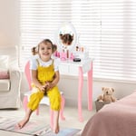 Sminkbord för barn med pall Princess sminkbord med 3 lådor & spegel vit