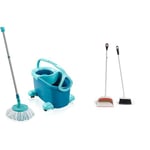 Leifheit Clean Twist Disc Mop Ergo Mobile Set, Moisture Controlled Spin, Wheeled & OXO Good Grips Upright Sweep Set