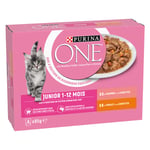 Purina ONE Junior 8 x 85 g  Kyckling + Lax -  Kyckling + Lax